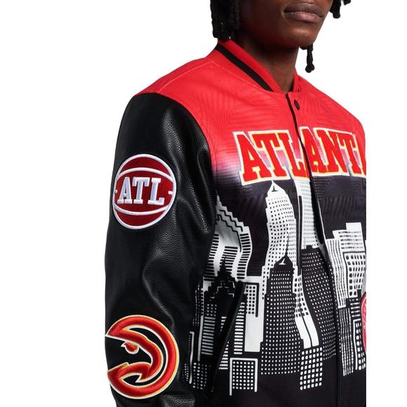 NEW PRO STANDARD men's atlanta hawks intervarsity jacket in black/red - Picture 3 of 5